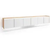 Skraut Home TV-Möbel Holzeffekt weiß und eiche 309x35x50cm Hängend
