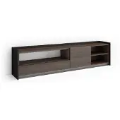 Skraut Home TV-Möbel Holzeffekt dunkler eiche und schwarz 207x37x50cm mit Led