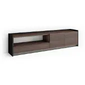 Skraut Home TV-Möbel Holzeffekt dunkler eiche und schwarz 207x37x50cm mit Led