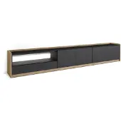 Skraut Home TV-Möbel Holzeffekt schwarz und eiche 310x37x50cm mit Led