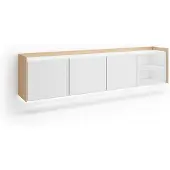 Skraut Home TV-Möbel Holzeffekt weiß und eiche 207x35x50cm Hängend
