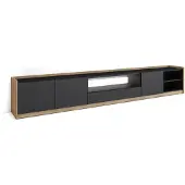 Skraut Home TV-Möbel Holzeffekt schwarz und eiche 310x37x50cm mit Led