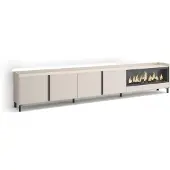 Skraut Home TV-Möbel Holzeffekt beige 315x35x61cm Kamin mit Feuereffekt XXL