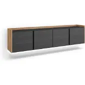 Skraut Home TV-Möbel Holzeffekt schwarz und eiche 207x35x50cm Hängend