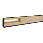 Skraut Home TV-Möbel Holzeffekt eiche und schwarz 310x37x50cm mit Led