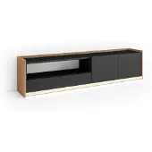 Skraut Home TV-Möbel Holzeffekt schwarz und eiche 207x37x50cm mit Led