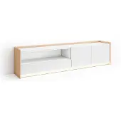 Skraut Home TV-Möbel Holzeffekt weiß und eiche 207x37x50cm mit Led