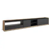 Skraut Home TV-Möbel Holzeffekt schwarz und eiche 310x37x50cm mit Led