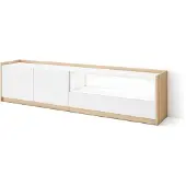 Skraut Home TV-Möbel Holzeffekt weiß und eiche 207x37x50cm mit Led