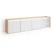 Skraut Home TV-Möbel Holzeffekt weiß und eiche 207x35x50cm mit Led