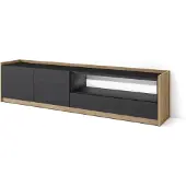 Skraut Home TV-Möbel Holzeffekt schwarz und eiche 207x37x50cm mit Led