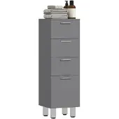 Kleankin Badezimmerschrank schmal, Toilettenschrank mit 4 Schubladen Grau
