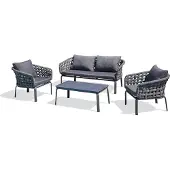 DCB Groupe 4-Sitzer-Gartenmöbel, Aluminium und geflochtenem Seil