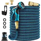 OEM Flexibele blauwe tuinslang met 10 sproeistanden und Messing-Sprühadapter - 45m