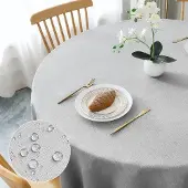 OEM Polyester Tafelkleed Lichtgrijs Rund 120cm Wasbar für Wohnzimmer Esszimmer Balkon Garten