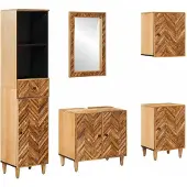vidaXL Badezimmerschrank-Set mit Schubladen 5 pcs Massivholz Mango