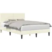 vidaXL Bettrahmen mit Kopfteil Creme 140 x 190 cm Cordstoff
