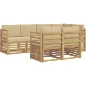 vidaXL Outdoor-Sofagarnitur 7 pcs Weiß und Beige 245 x 126,5 x 73 cm