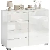HOMCOM Kommode mit 4 Schubladen Sideboard mit 1 Tür, Verstellbarem Einlegeboden