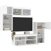 vidaXL Best Möbel 5-tlg. Wohnwand mit LED-Beleuchtung Weiß Holzwerkstoff CHY6312332