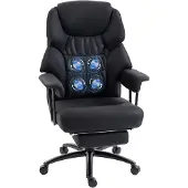 HOMCOM 3D Knet-Massage-Stuhl, Fußstütze, hohe Rückenlehne, Schwarz