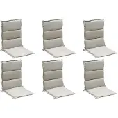 GO-DE Gartenstuhlauflagen - Creme - Mittellehner - mit Stehsaum - 6er Set
