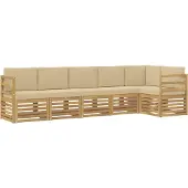 vidaXL Outdoor-Sofagarnitur 6 pcs Weiß und Beige 306 x 128,5 x 73 cm