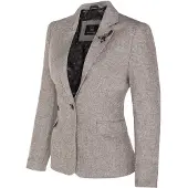 TruClothing Hellgrauer Tweed-Blazer im Fischgrätmuster der 1920er-Jahre für Damen