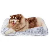 OEM Gigantisches Plüsch-Hundebett, Waschbarer Hundekissen, Antirutsch-Hundemat mit Langer Wolle, Grau, 120x90cm