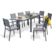 DCB Groupe 8-Sitzer-Garten-Essgruppe, Aluminium mit Glasplatte