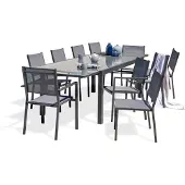 DCB Groupe 10-Sitzer-Essgruppe ausfarbenem Aluminium und Glasplatte