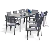 DCB Groupe 12-Sitzer-Essgruppe ausfarbenem Aluminium und Glasplatte