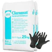 Paradies Pool Claramat Siedesalztabletten 50kg Regeneriersalz inklusiv 1 Paar ARNOMED Einweghandschuh