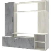 Nabbi Wohnzimmerwand Schneeball - Weiß Holz / Beton