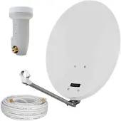 HB-DIGITAL Sat Anlage 60cm hellgrau mit Single LNB und 10m Koaxialkabel