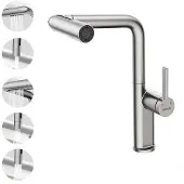 OEM Küchenhahn mit ausziehbarem Düsenkopf, 5-Stufen-Menghahn, 360-Grad-drehbar, gebürstetem Nickel