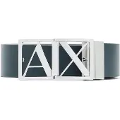 Armani Exchange für Herren. XM002664AF22854MB349 Glatter Ledergürtel mit marinefarbener Logo-Schnalle (OSFA), Lässig