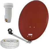 HB-DIGITAL Sat Anlage 60cm rot mit Single LNB und 10m Koaxialkabel