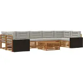 vidaXL Outdoor-Sofagarnitur 8 pcs Natürlich und Hellgrau