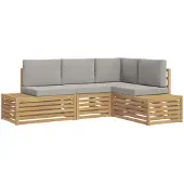 vidaXL Outdoor-Sofagarnitur mit Kissen 4 Stück Weiß und Hellgrau