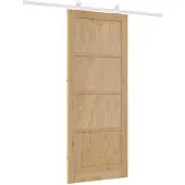 vidaXL Schiebetür Natürlich und Weiß 86 x 211 cm Massives Kiefernholz