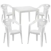Mojawo Sitzgarnitur Bistrogarnitur 5-teilig Kunststoff Weiss