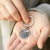 Yoursurprise Personalisierter Foto-Schlüsselanhänger - Kreis - Silber