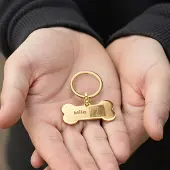 Yoursurprise Personalisierter Foto-Schlüsselanhänger - Knochen - Gold