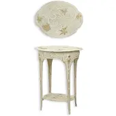 Aubaho Tisch Beistelltisch Gusseisen mit Blumenmuster – weiß Replikat Retro Design Dekoration
