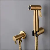 Markenlos Handsprüher-Kit Handsprüher-Kit-SUS304 Toilettensprüher-Set, Winkelventil-Spritzpistole aus gebürstetem Gold