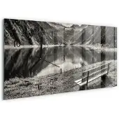 Tulup WANDUHR aus Glas 60x30 cm - Friedliche Berge