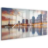 Tulup WANDUHR aus Glas 60x30 cm - Paris am Abend