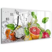 Tulup WANDUHR aus Glas 60x30 cm - Früchte auf Wasser