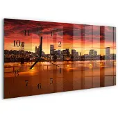 Tulup WANDUHR aus Glas 60x30 cm - Sonnenuntergang